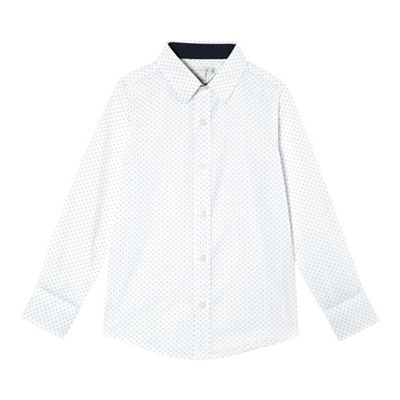 Boys' white polka spotted print shirt